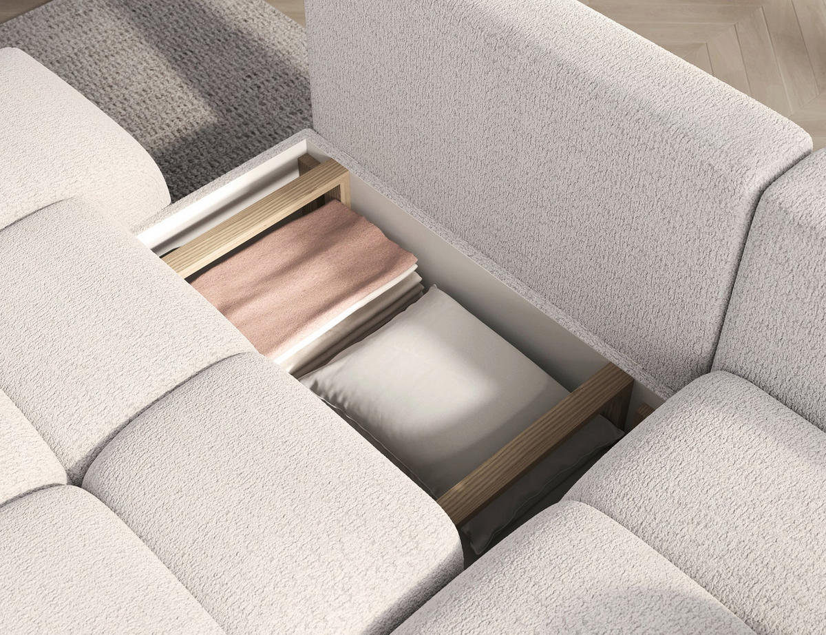 ECKSOFA VITTARIO mit Schlaffunktion & Bettkasten – Modernes L-Sofa 227 cm, inklusive Kissen - Weiß, Kunststoff (227/95cm) - Wohnideebilder
