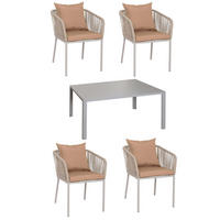 GARTENGARNITUR Grau, Taupe 5-teilig-Set - Taupe/Grau, Metall - MCW