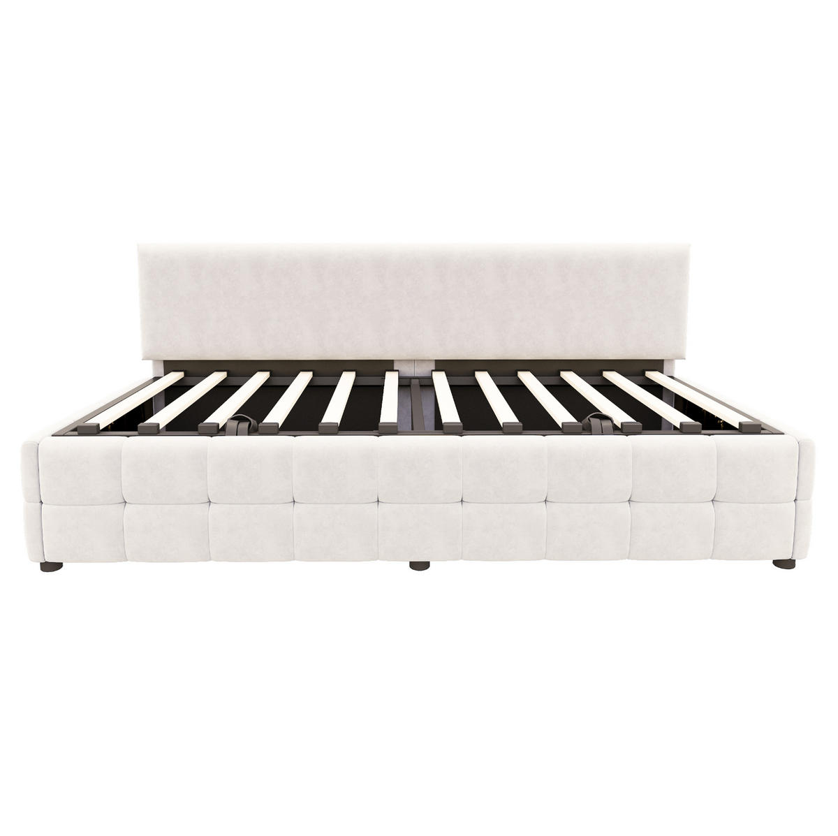 POLSTERBETT Schlafsofa 90x200 cm Beige aus Samt mit hydraulischem Stauraum und Rückenlehne - Beige, Textil (90/200cm) - IVMEU
