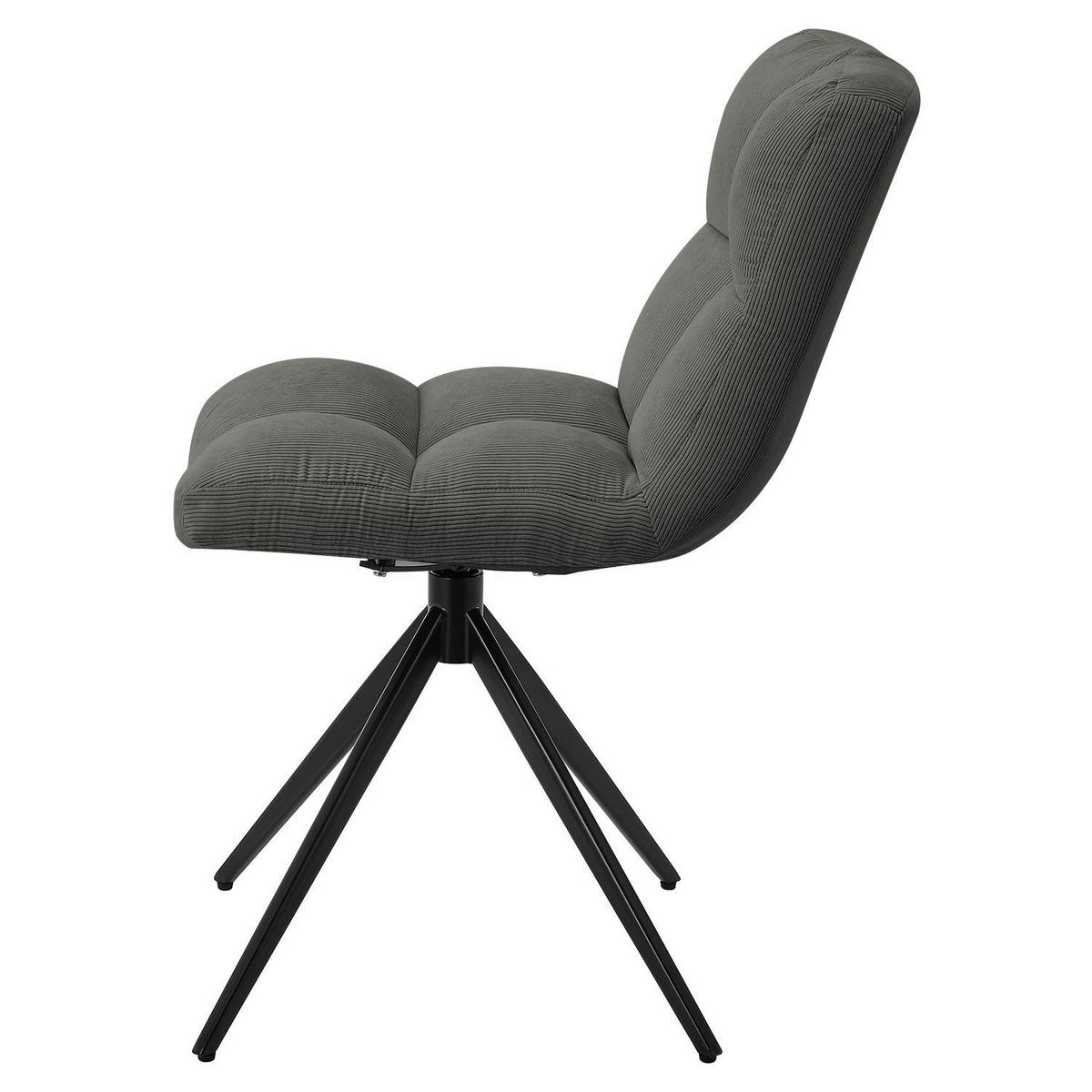 DREHSTUHL Dallas cord hellgrau (2er-Set) - Grau, Textil (45/84/45cm) - Juskys