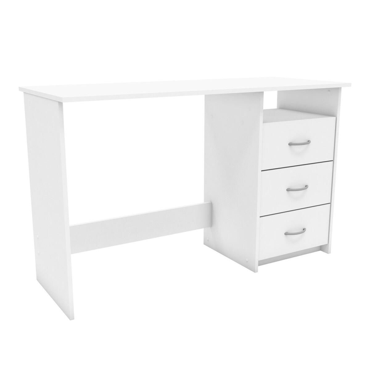 SCHREIBTISCH 1 Fach 3 Schubladen L123 cm - Aristote - Weiß, Holzwerkstoff (123/50.1/76.5cm) - Calicosy