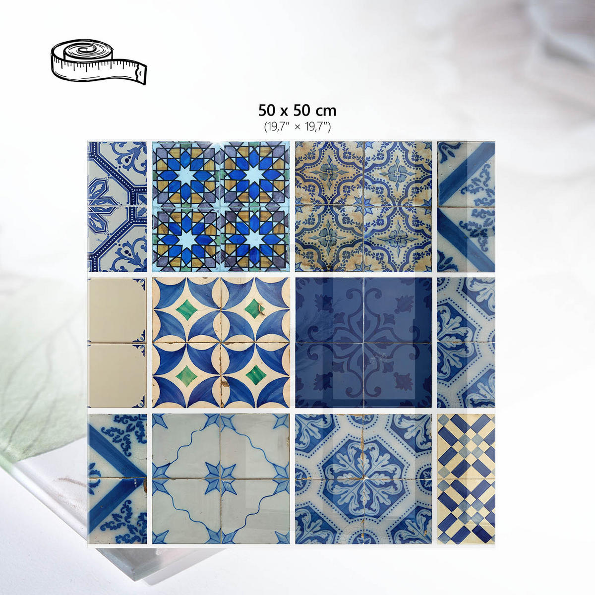 TISCHPLATTE 50x50 cm – Mediterrane Muster - Braun, Glas (50/50/0.4cm) - Wallfluent