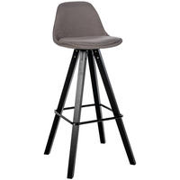 BARHOCKER PALMA Taupe Stoff Schwarz - Taupe, Holz/Textil (38/99/44cm) - DELUKE