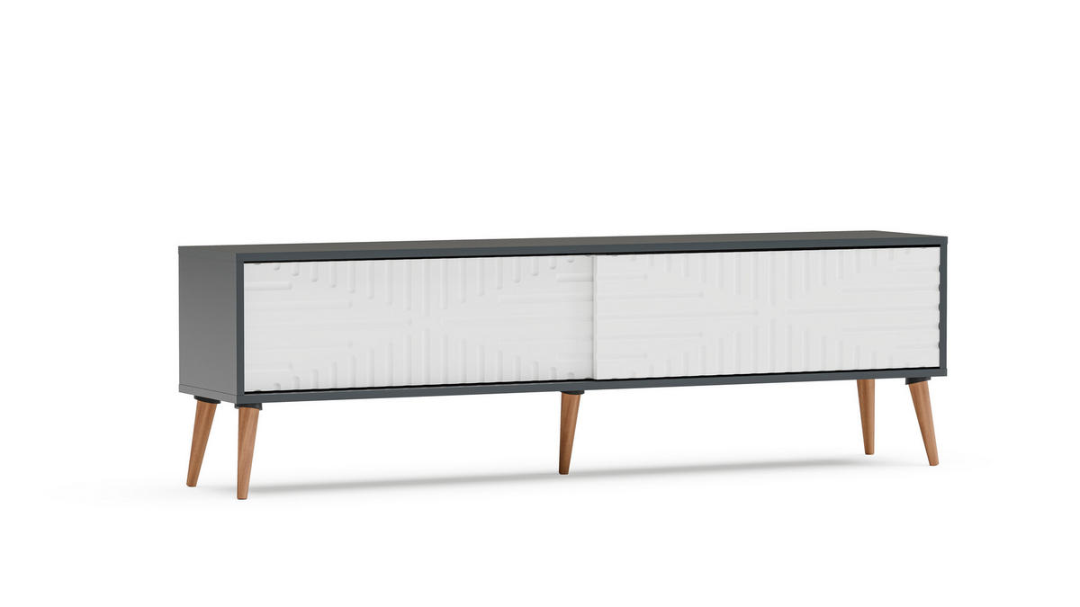 TV-LOWBOARD Riso - Weiß/Grau, Holzwerkstoff (180/54/35cm) - Decorotika