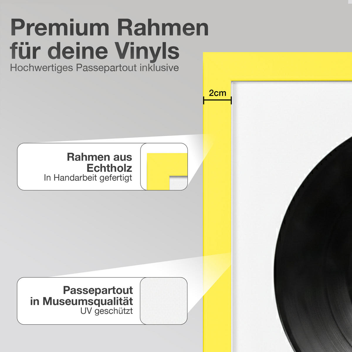 VINYL RAHMEN 40/40 für die Platte - Gelb, Holz (40/40cm) - K-Möbel