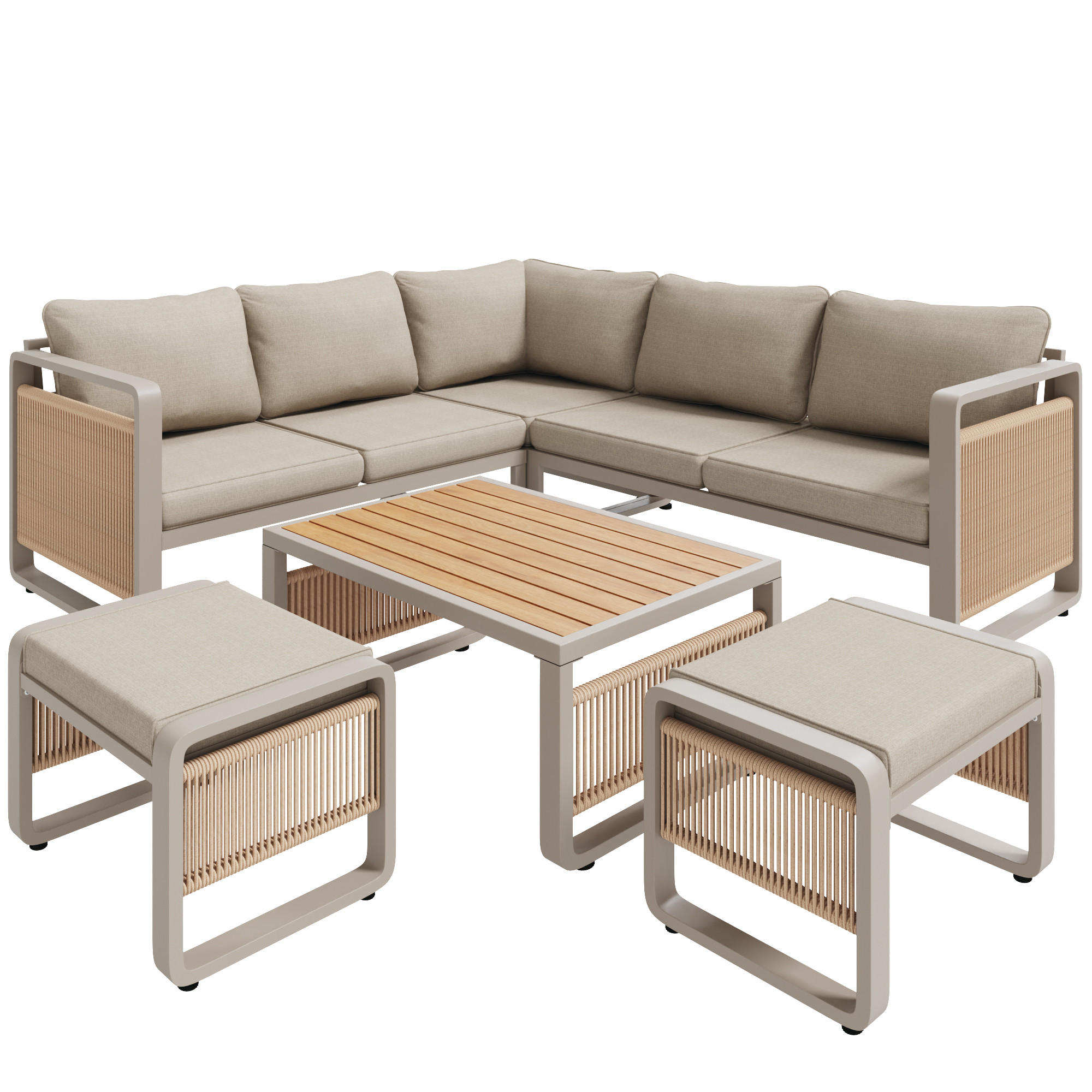 GARTEN LOUNGESESSEL SET Beige - Beige, Metall - ComfortXL