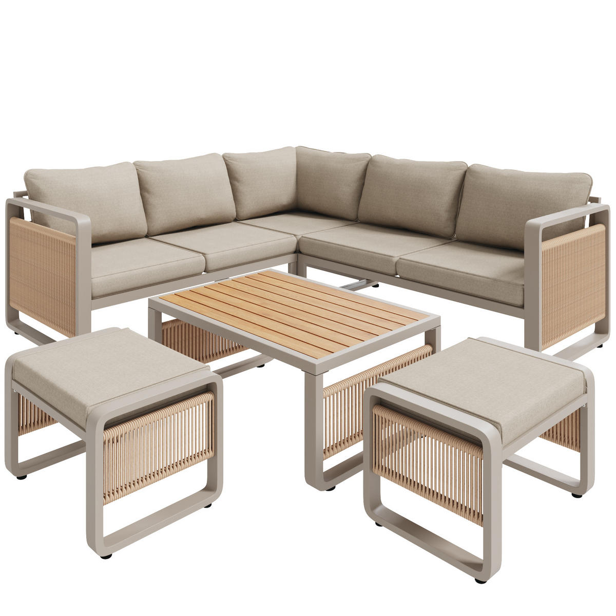GARTEN LOUNGESESSEL SET Beige - Beige, Metall - ComfortXL