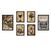 POSTER Set Mit 6 Stile Di Vita Dello Scrittore Vintage A3 & A4 Schwarzer Rahmen - Schwarz, Papier (29/3/42cm) - Nacnic