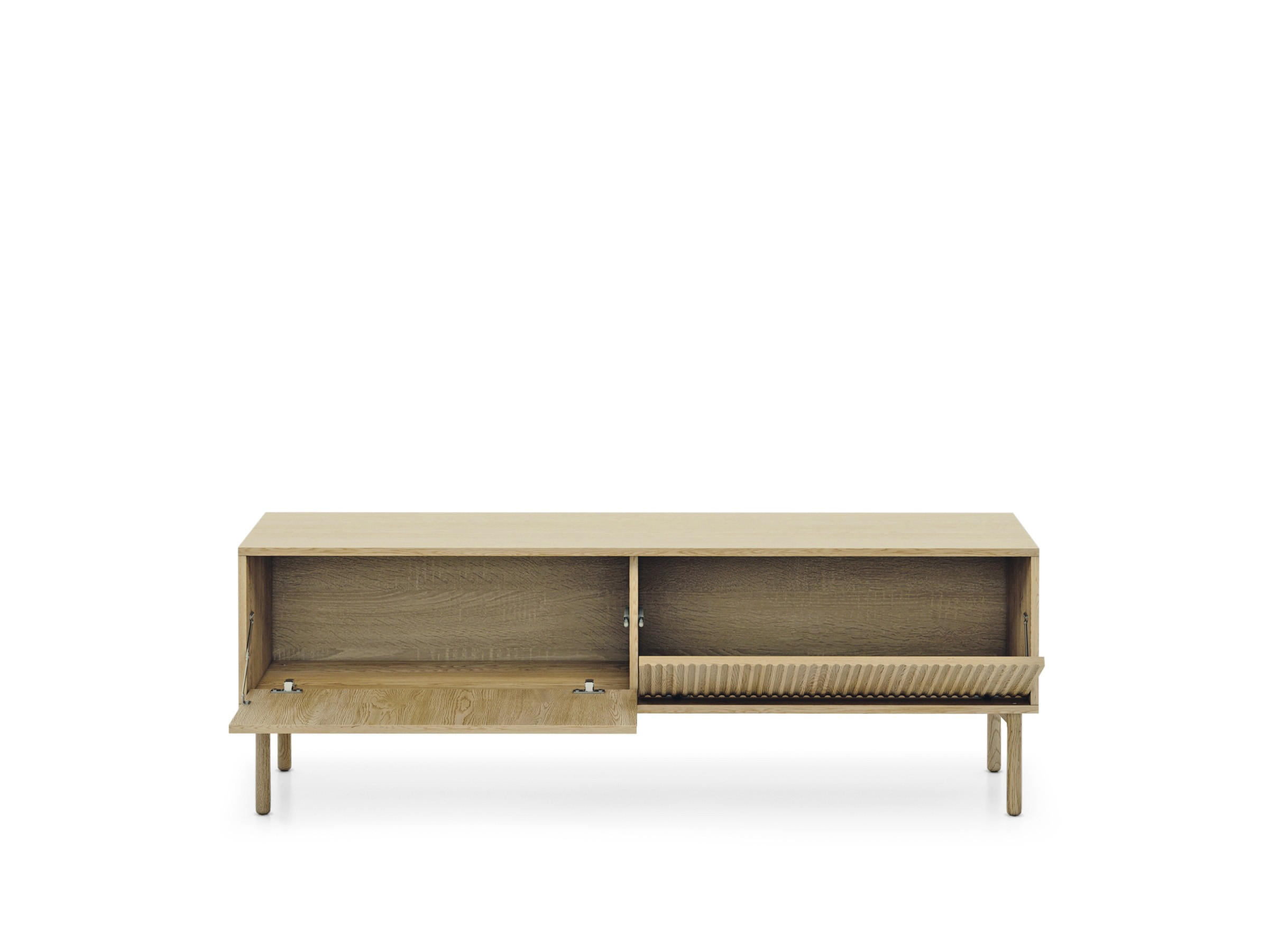 RTV-SCHRANK Aviro Eiche Cremona, zweitüriger TV-Tisch - Hellbraun/Eichefarben, Holzwerkstoff (154/52/40cm) - Bettso