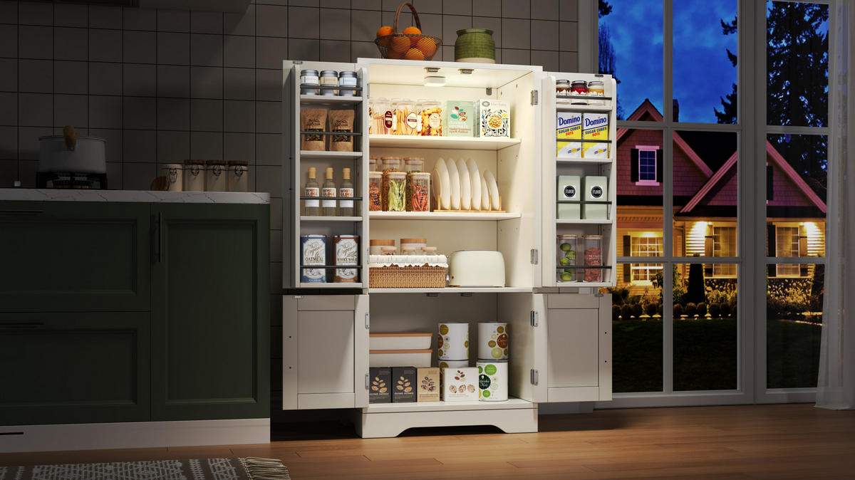 BUFFET 60/40/120 cm aus MDF mit LED-Sensorlicht Weiß - Weiß, Holzwerkstoff (60/120/40cm) - Modenvie