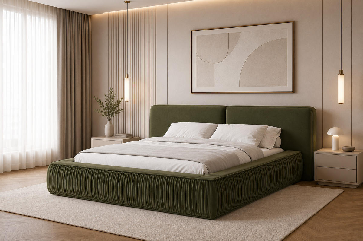 POLSTERBETT 08 140 x 200 cm – Riviera – Bett mit Gasdruckfedern und Stauraum - Grün, Holz (140/200cm) - ROYAL24_MARKT
