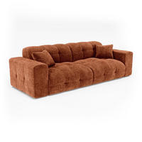 SOFA COCOON Geprägter Samt Terrakotta 230cm - Dunkelorange/Terracotta, Textil (230/85/92cm) - Premium Interiors