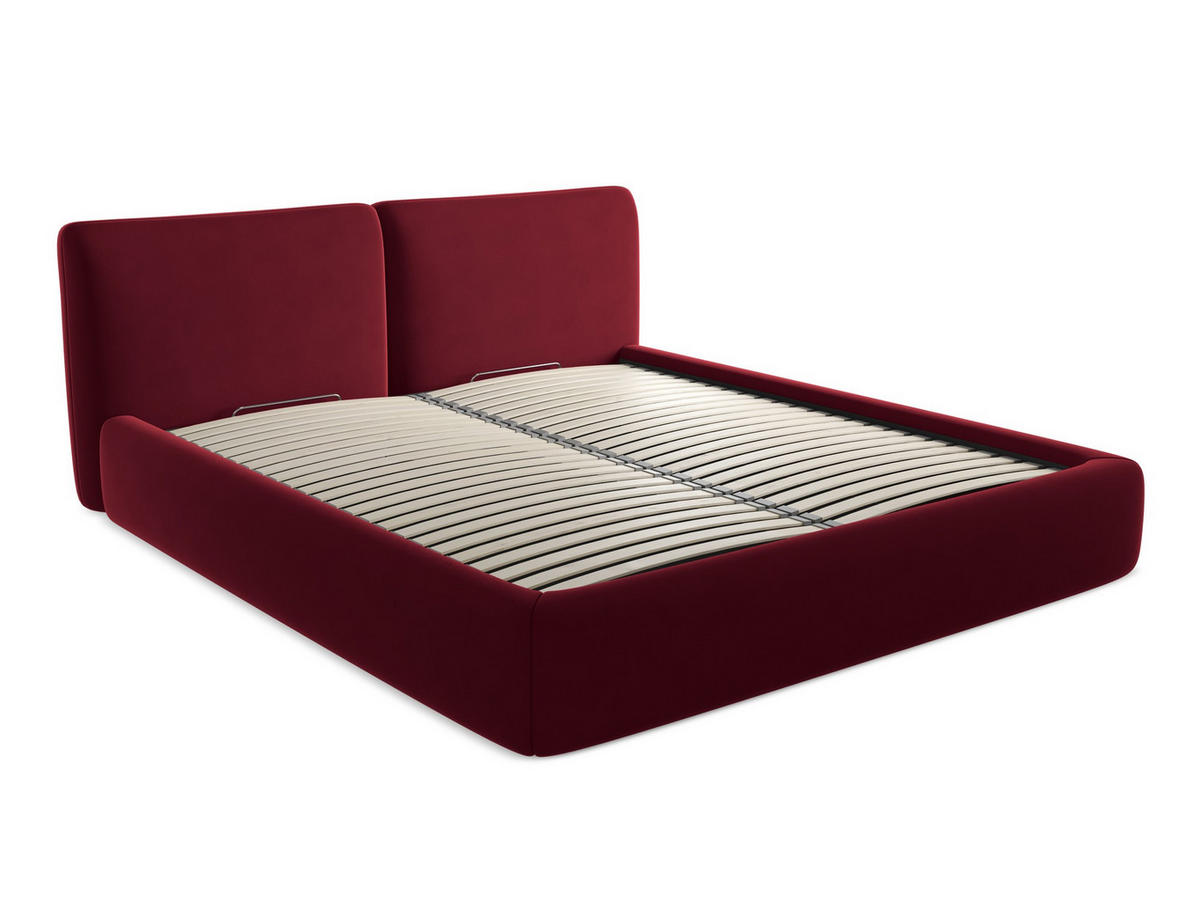 POLSTERBETT mit Bettkasten und Lattenrost 200x228 Rot - Bordeaux/Rot, Kunststoff/Textil (180/200cm) - Makamii