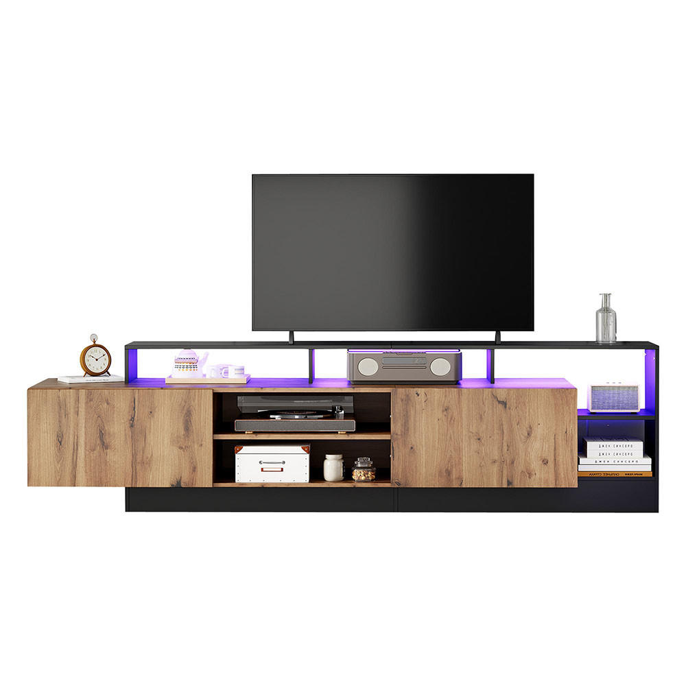 LOWBOARD für TV-Geräte bis 70 Zoll in Originalholzfarbe und schwarzem - Alteiche, Holz (26.5/48.5/159cm) - KOMHTOM