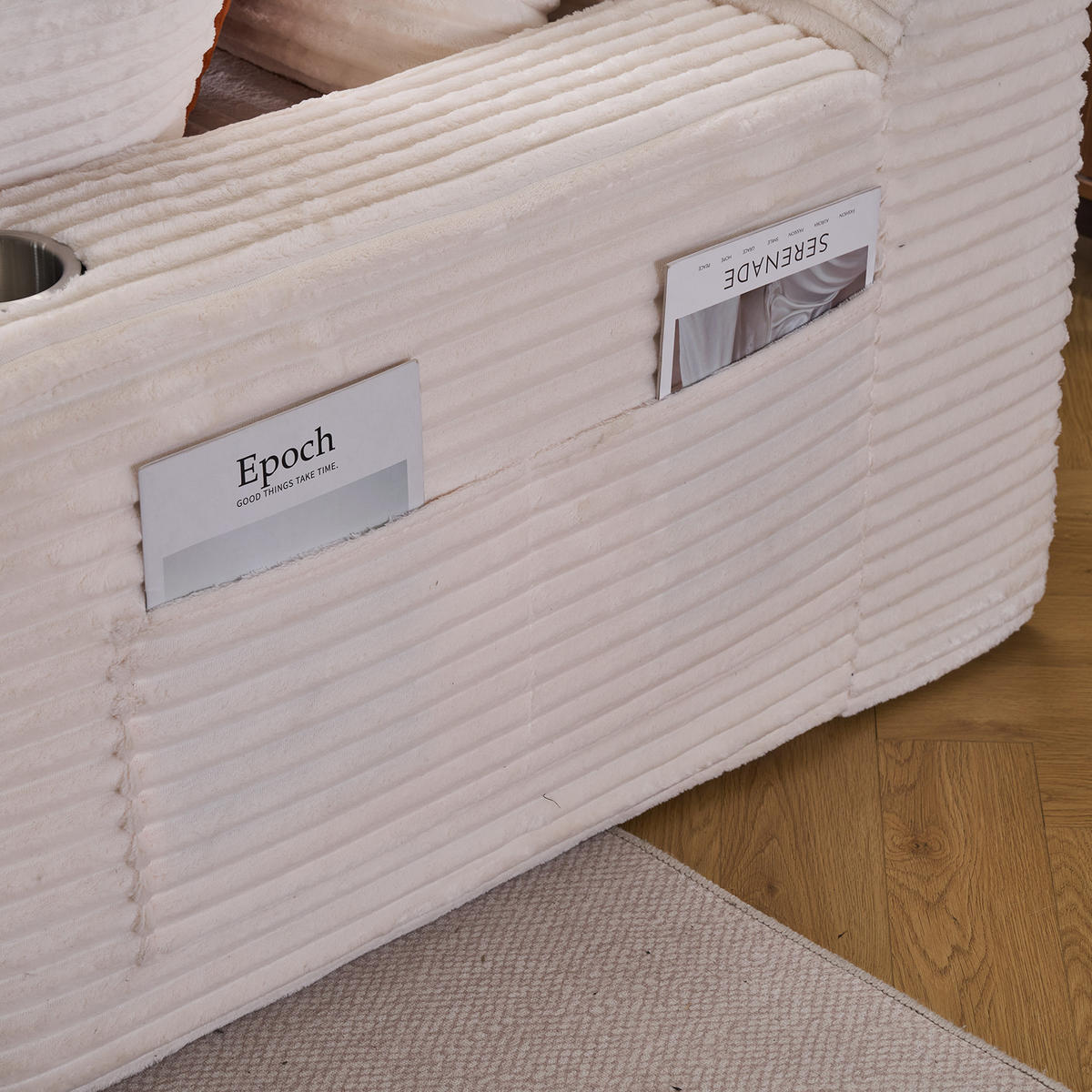 KLAPPSOFA mit 2-in-1-Funktionskissen, Cordstoff - Beige - Beige, Textil (113/63/164cm) - KOMHTOM