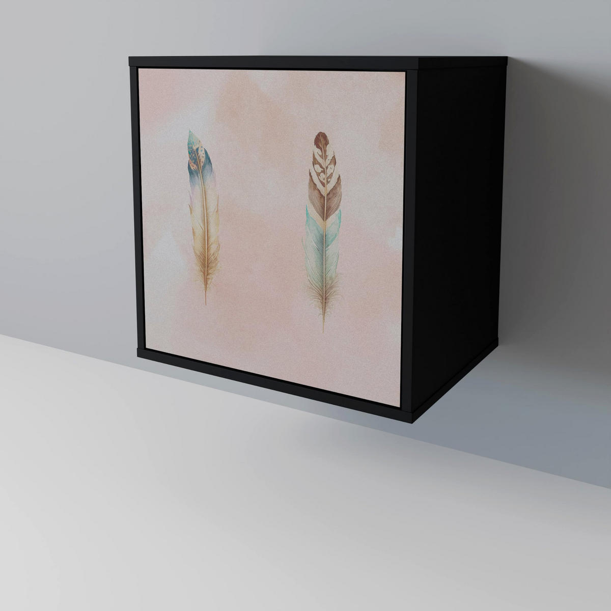 SIDEBOARD THE DELIQUESCE, Schwarz, 57,5x42x70,5 cm, Schwarze Metall-Sternfüße - Multicolor/Schwarz, Holzwerkstoff/Metall (57.5/70.5/42cm) - SpaceRebels