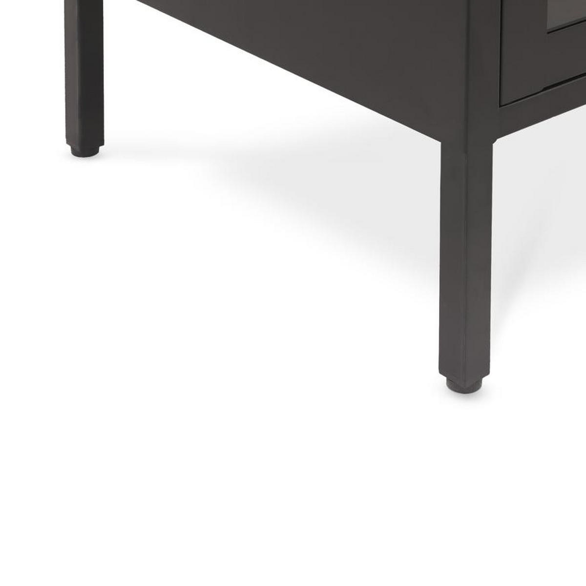 TV-LOWBOARD Metall 130cm 3 Türen, Schwarz und Sicherheitsglas EZRA - Schwarz, Metall (130/55/40cm) - Sicaan