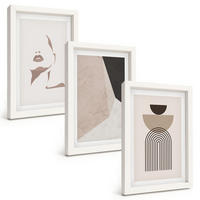 BILDER SET 3er Set - 20x30 cm Weißer Rahmen - Abstrakte Gesichtsformen - Weiß, Kunststoff (20/30cm) - TULUP