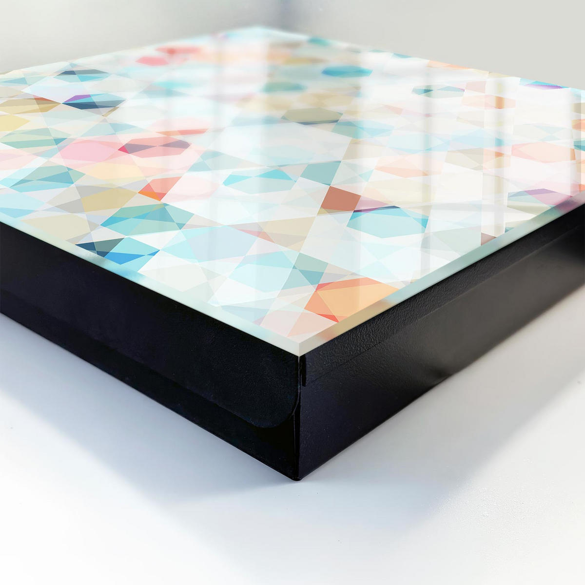 SCHLÜSSELBOX Schwarz 30x30 cm- Türöffnung nach rechts - Geometrische Muster - Blau, Metall (30/30/5cm) - TULUP