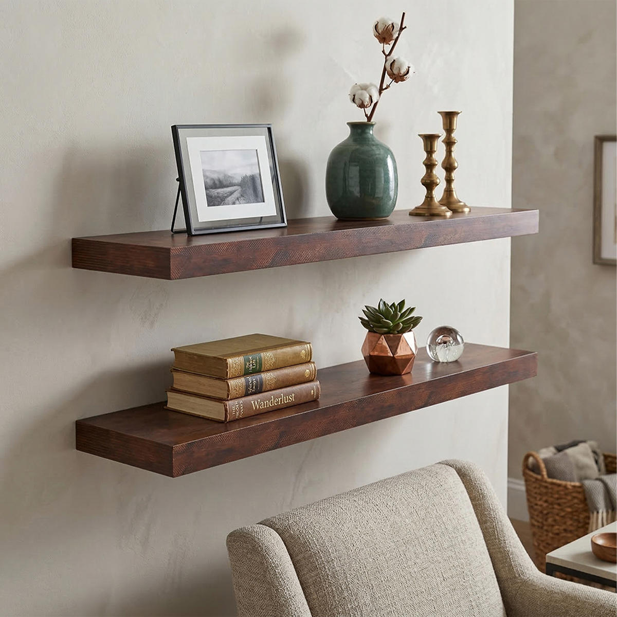 NÁSTENNÁ pol. - hnedá, kov/kompozitné drevo (100/4/23cm) - Relaxdays