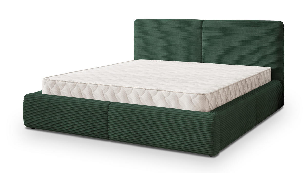 POLSTERBETT FELURO 160x200 cm mit Bettkästen - Grün - Grün, Holz (160/200cm) - MASSENO