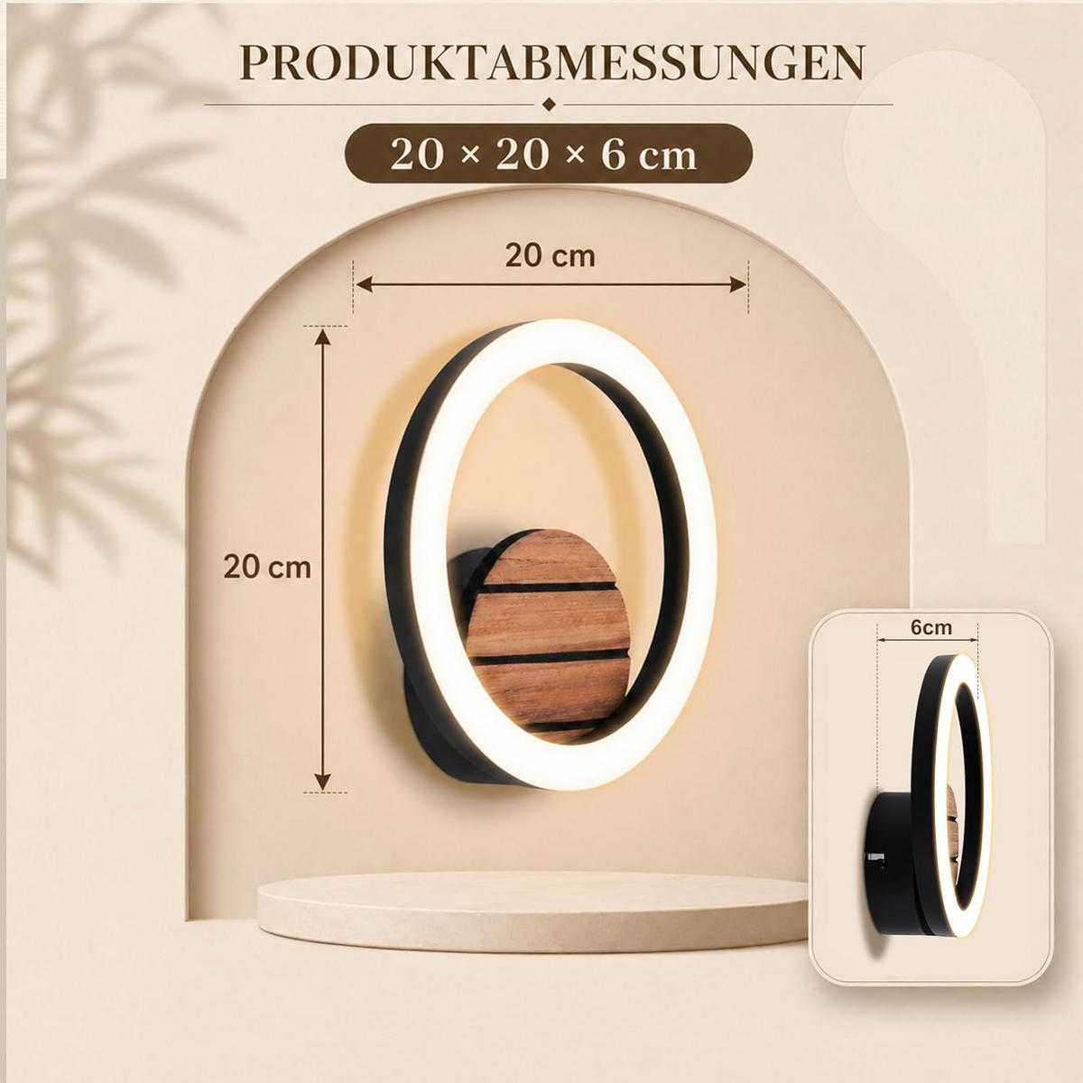LED WANDLEUCHTE 20/20/5.5cm - Schwarz, Metall (20/5.5/20cm) - Nettlife