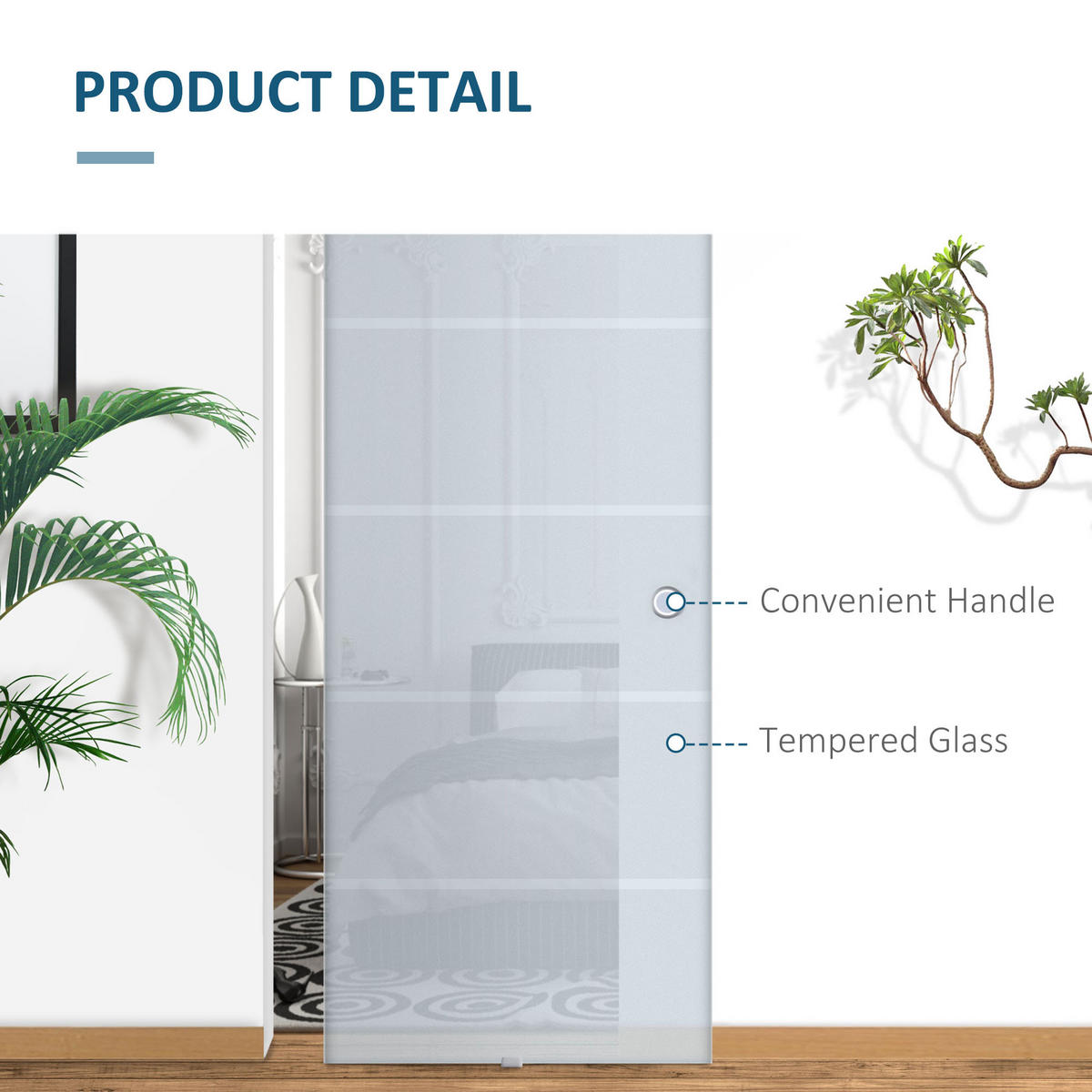 GLASSCHIEBETÜR Aluminium Sicherheitsglas Transparent - Transparent/Silberfarben, Glas/Metall (0.8/205/90cm) - HOMCOM