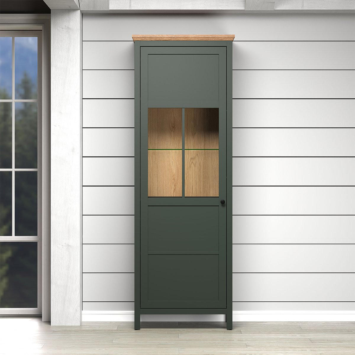 VITRINE Stanton Grün - Grün, Holzwerkstoff (69/69/198cm) - Trendteam