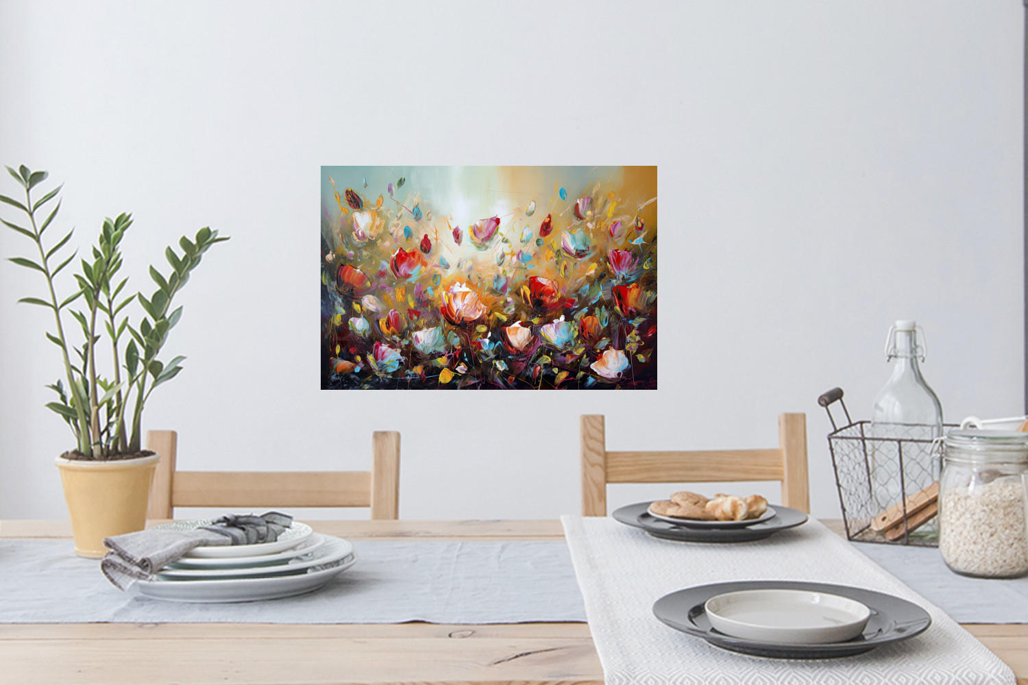 WANDTATTOO Blumen - Kunst - Natur - Ölgemälde 60x40 cm - Multicolor, Kunststoff (60/40/0.1cm) - MuchoWow