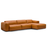 3-SITZER ECKSOFA mit Longchair - Cognac/Schwarz, Leder/Kunststoff (317/173cm) - home24