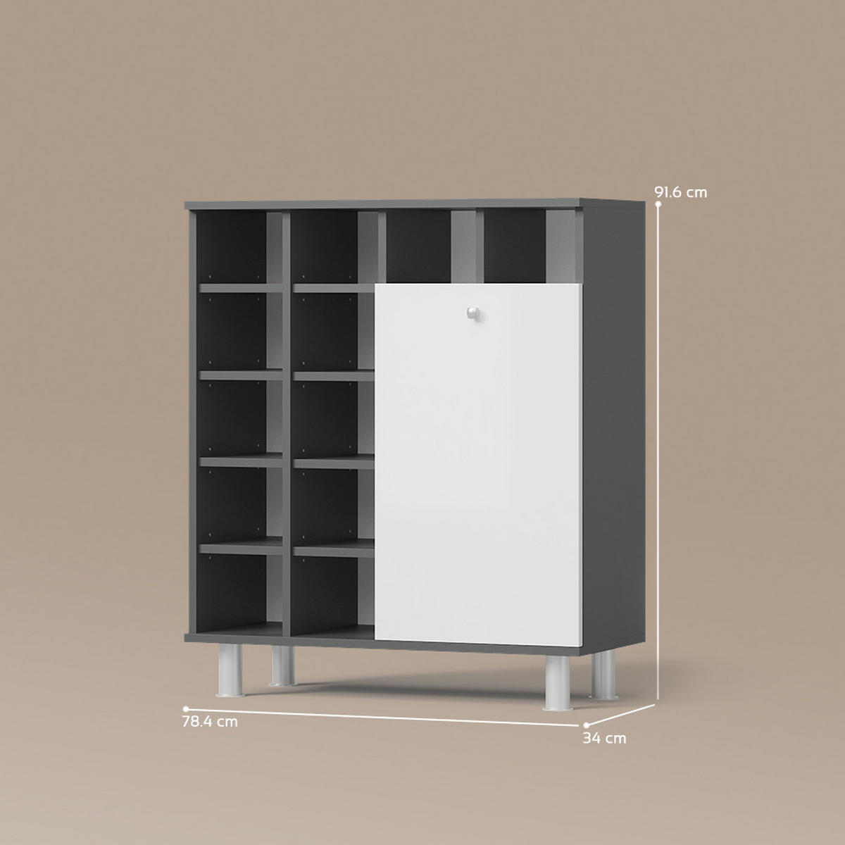 BADSCHRANK Fucino Weiß Hochglanz 78.4 x 91.6 cm - Weiß Hochglanz, Holzwerkstoff (78.4/91.6/34cm) - Livinity®