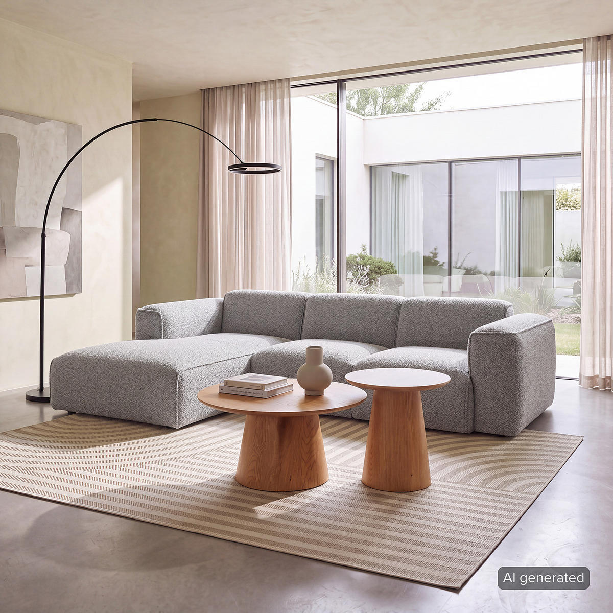3-SITZER ECKSOFA mit Longchair - Schwarz/Grau, Kunststoff/Textil (251/173cm) - home24