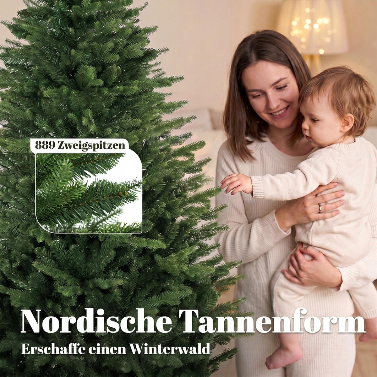 WEIHNACHTSBAUM Kunststoff Kiefernholz Grün - Grün, Kunststoff (180cm) - HOMCOM