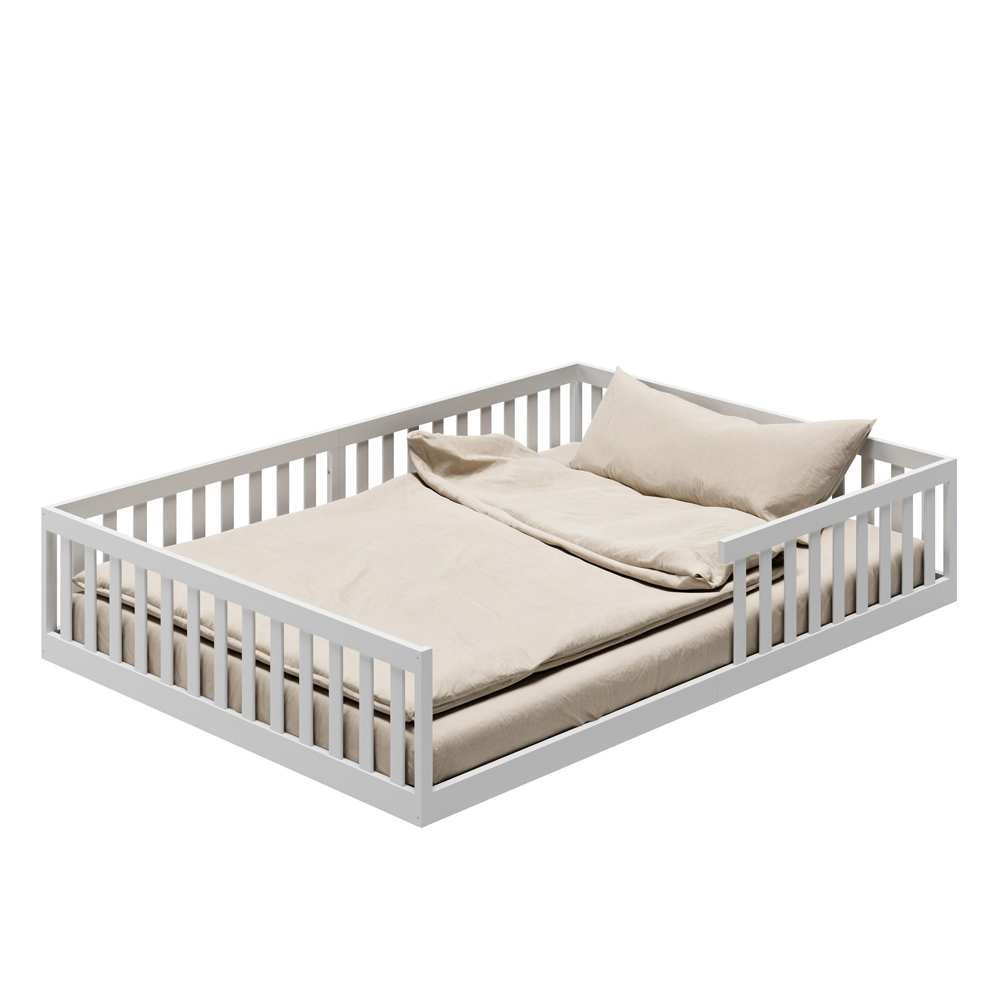BODENBETT 140x200 cm in Weiß - Weiß, Holz (140/200cm) - Kids Collective