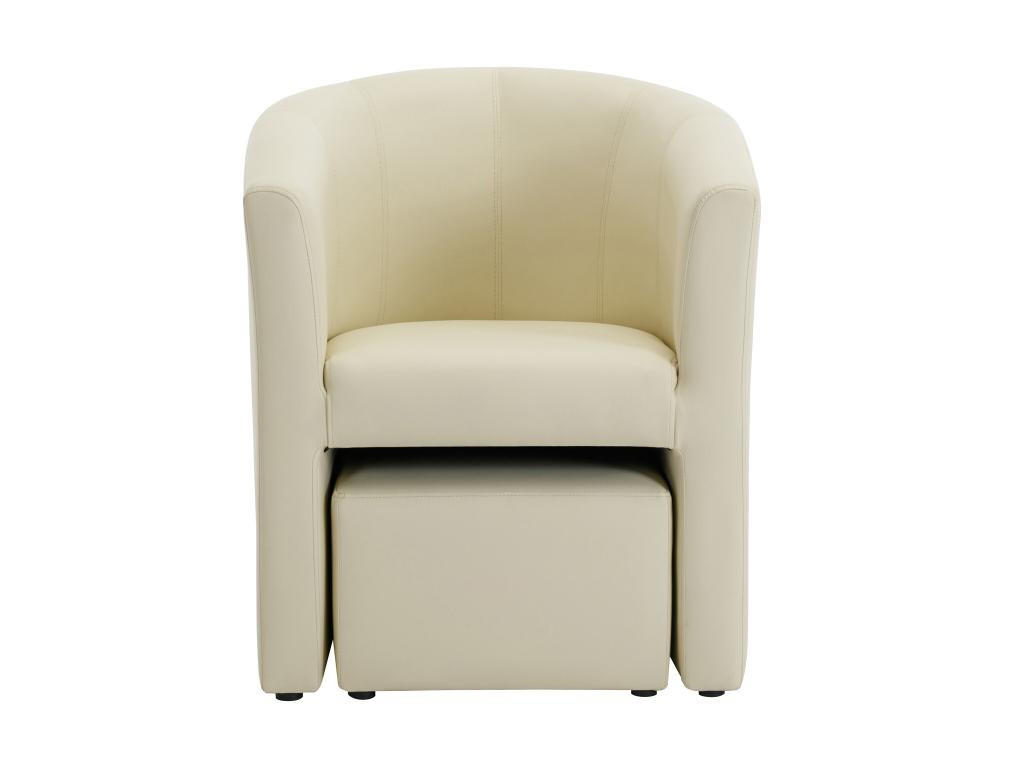 LOUNGE-SESSEL & Hocker - Kunstleder - Beige - JOVANA - Beige, Leder (64/74/65cm) - Vente-Unique