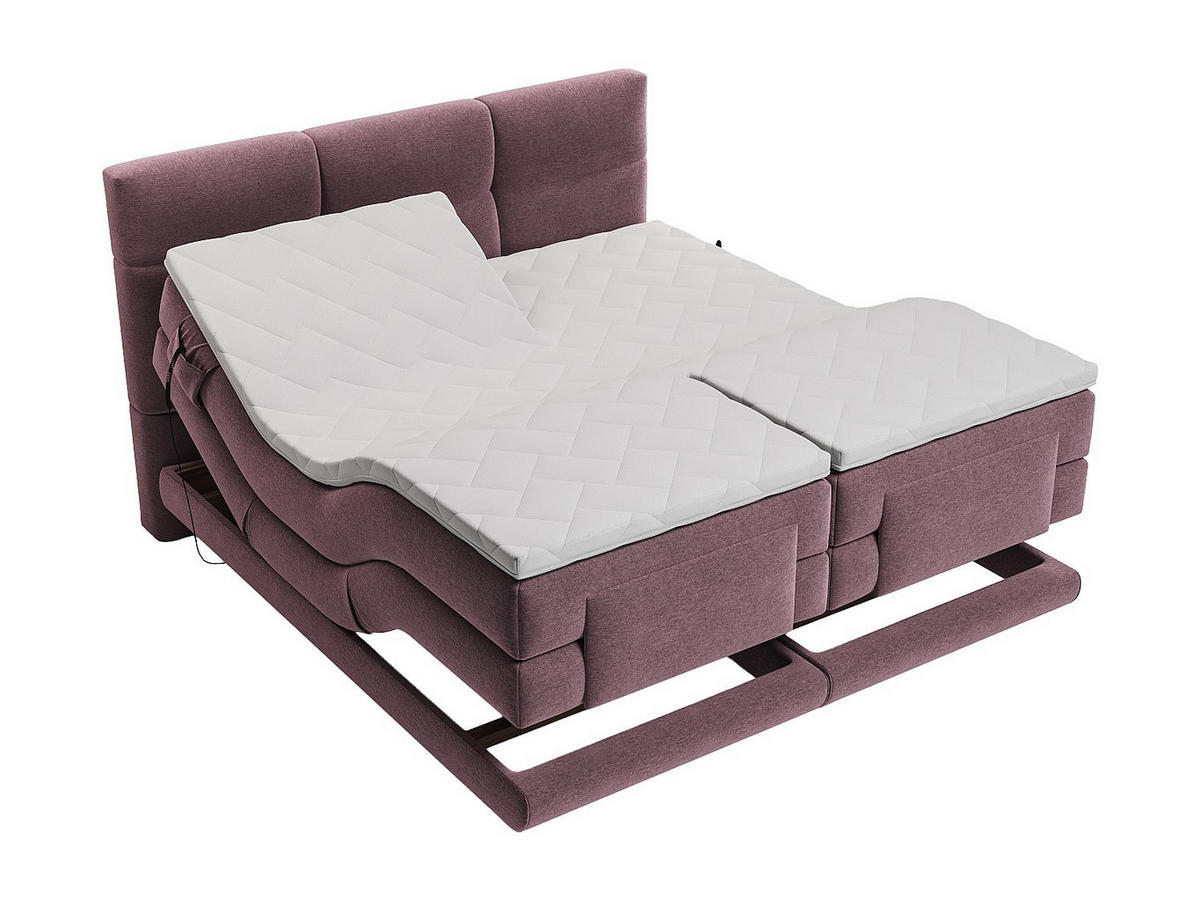 BOXSPRINGBETT - 2 Personen - stoff - bordeaux Lodi - Bordeaux, Textil (90/200cm) - Vente-Unique