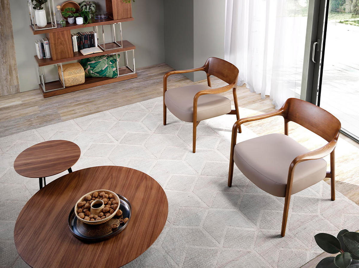 ÖKO-LEDERSESSEL Nussbaum und Nerz - Walnussfarben/Braun, Leder/Holz (70/72/62cm) - ANGEL CERDA