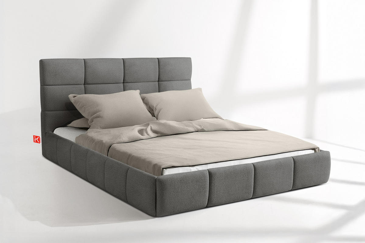 POLSTERBETT ALTOS Bouclé, dunkelgrau - Dunkelgrau, Holz/Holzwerkstoff (140/200cm) - KONSIMO®