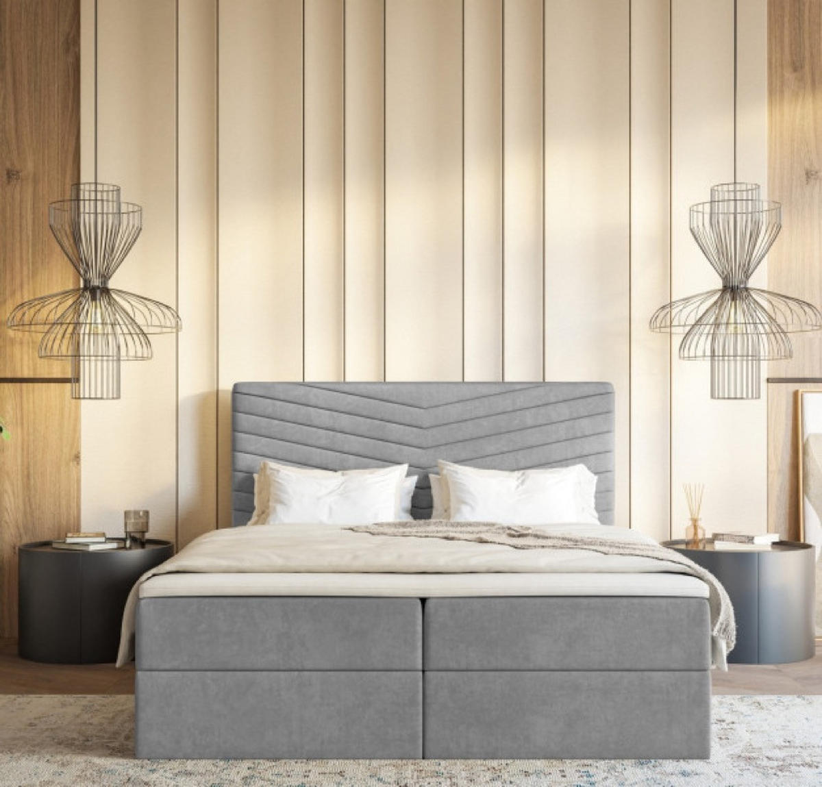 BETT Grau G4 Mit Bettkasten Und Matratze 180x200 cm - Grau, Textil (180/200cm) - Sepro Meble