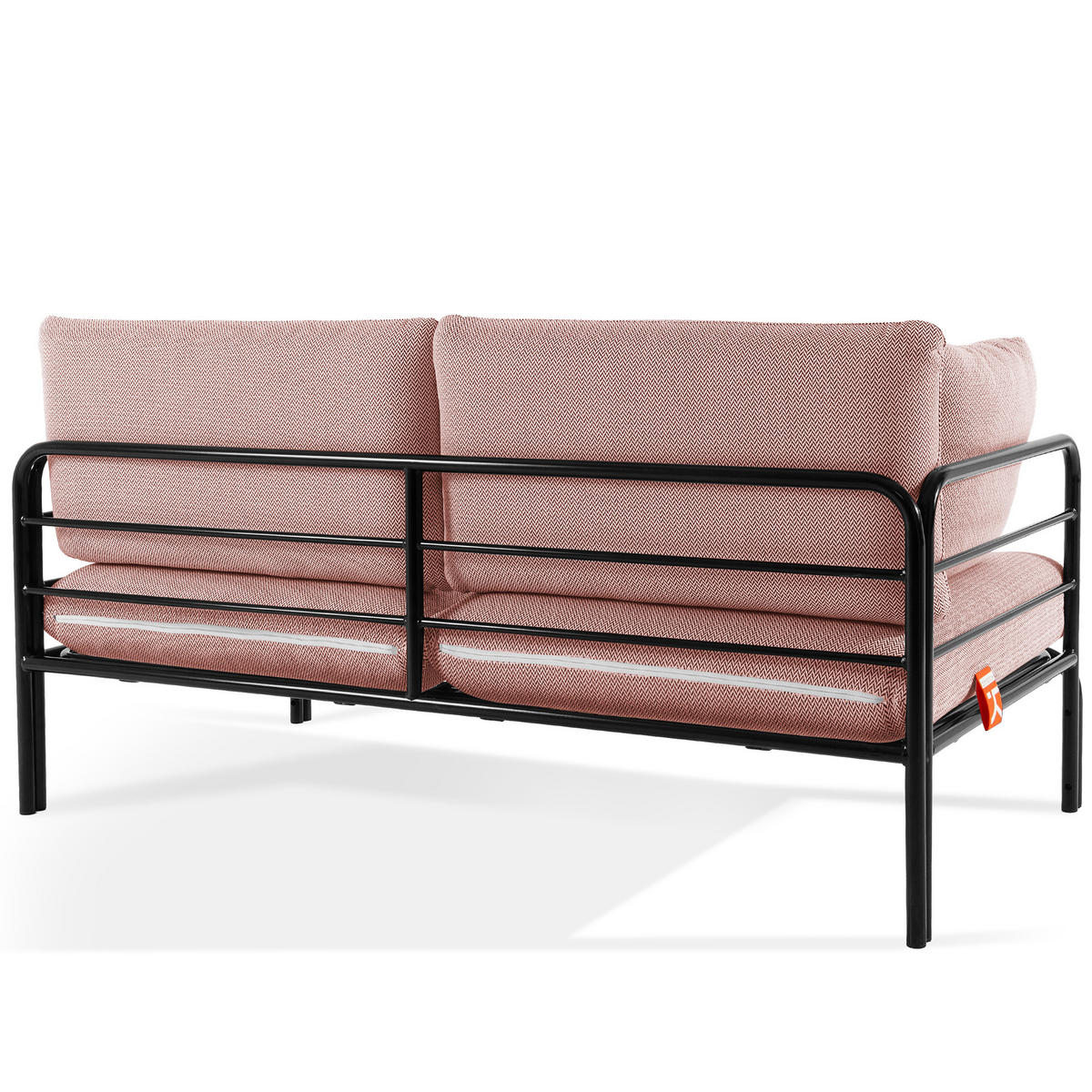 GARTENMÖBELSET RAMBE 4-tlg. 1x Tisch 2x Sessel 1x Sofa 2-Sitzer, mit Kissen, LOFT-STIL, Anthrazit - Anthrazit/Rot, Glas/Textil - KONSIMO®