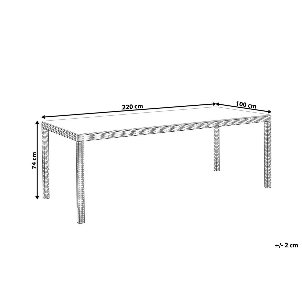 GARTENTISCH Rattan dunkelbraun 220/100 cm Italy - Dunkelbraun, Kunststoff (220/100/74cm) - Beliani