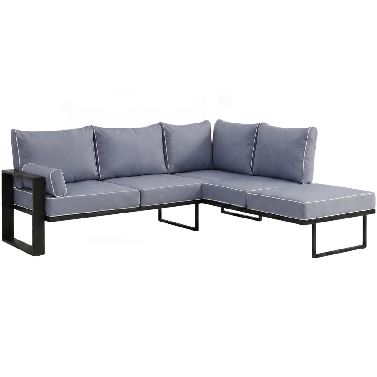 ROHOVÝ díl pohovky Verdino s kovovým rámem 215 cm, modrošedý - šedohnědá, kov (215/90/223cm) - Beautysofa