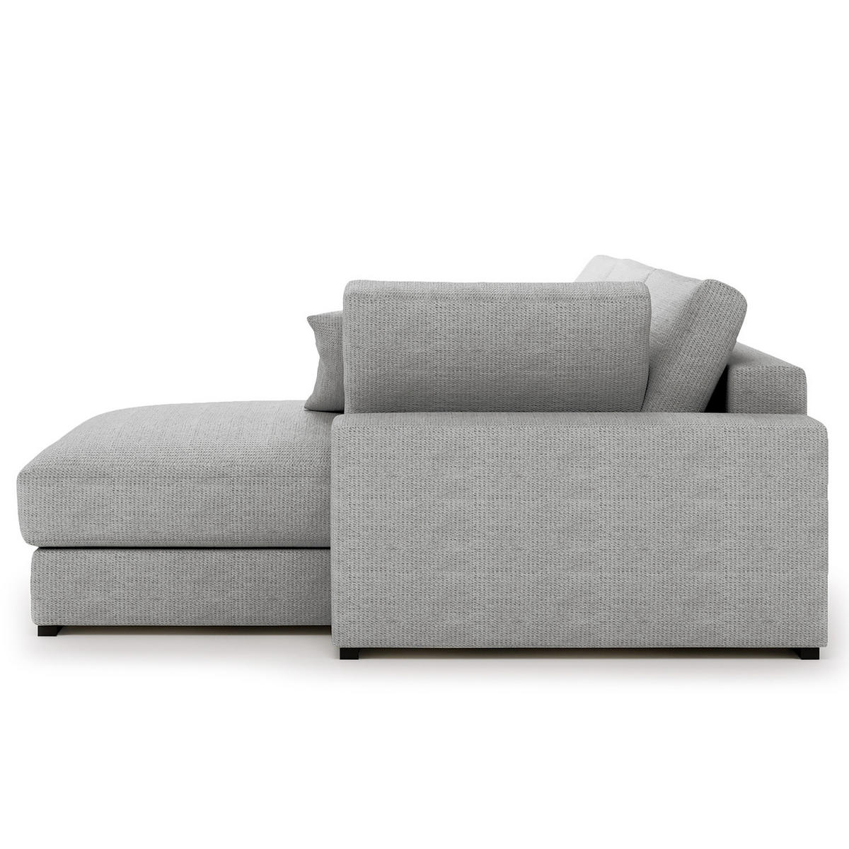 ECKSOFA mit Longchair - Silberfarben/Schwarz, Kunststoff/Textil (340/205cm) - home24