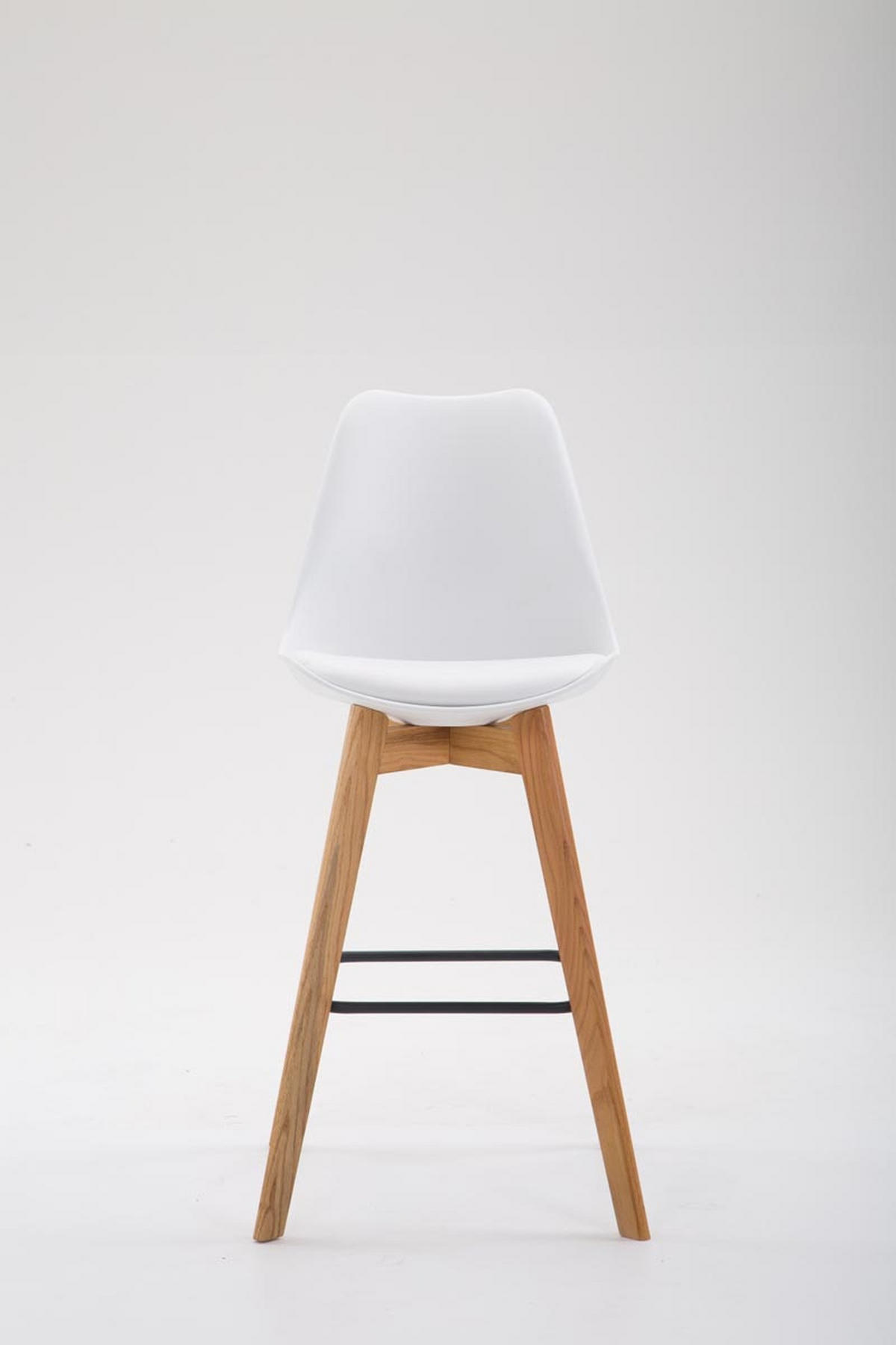 BARHOCKER Medoc, Gestell Natura, Kunstleder Weiß - Weiß/Naturfarben, Holz/Kunststoff (48/100/56cm) - TPFLiving