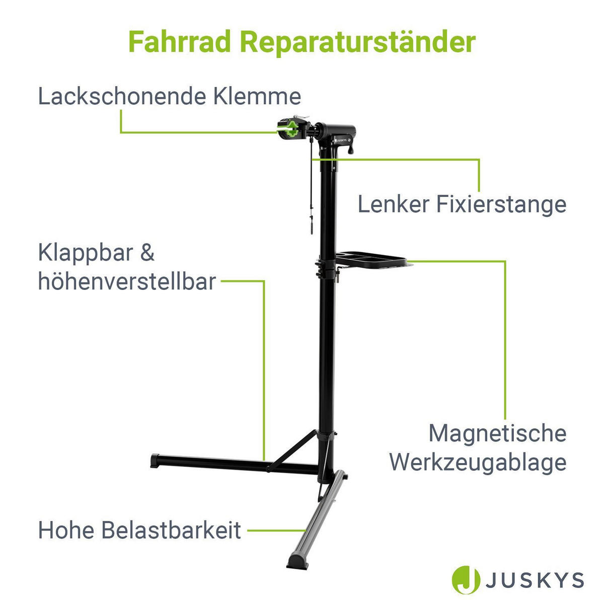 FAHRRADSTÄNDER Reparaturständer Belastbarkeit bis 50 kg klappbar - Schwarz, Metall (81/169/41cm) - Juskys