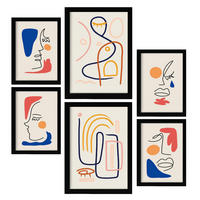 POSTER Set Mit 6 Jazzy Arts 3 In Weibliche Zusammenfassung A3 & A4 Schwarzer Rahmen - Schwarz, Papier (29/3cm) - Nacnic