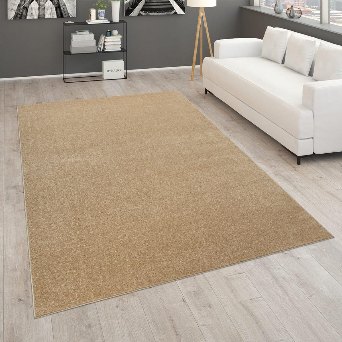 KURZFLORTEPPICH Waschbar, einfarbig, Gold, 60 x 100 cm - Goldfarben, Textil (60/100cm) - KADIMA DESIGN