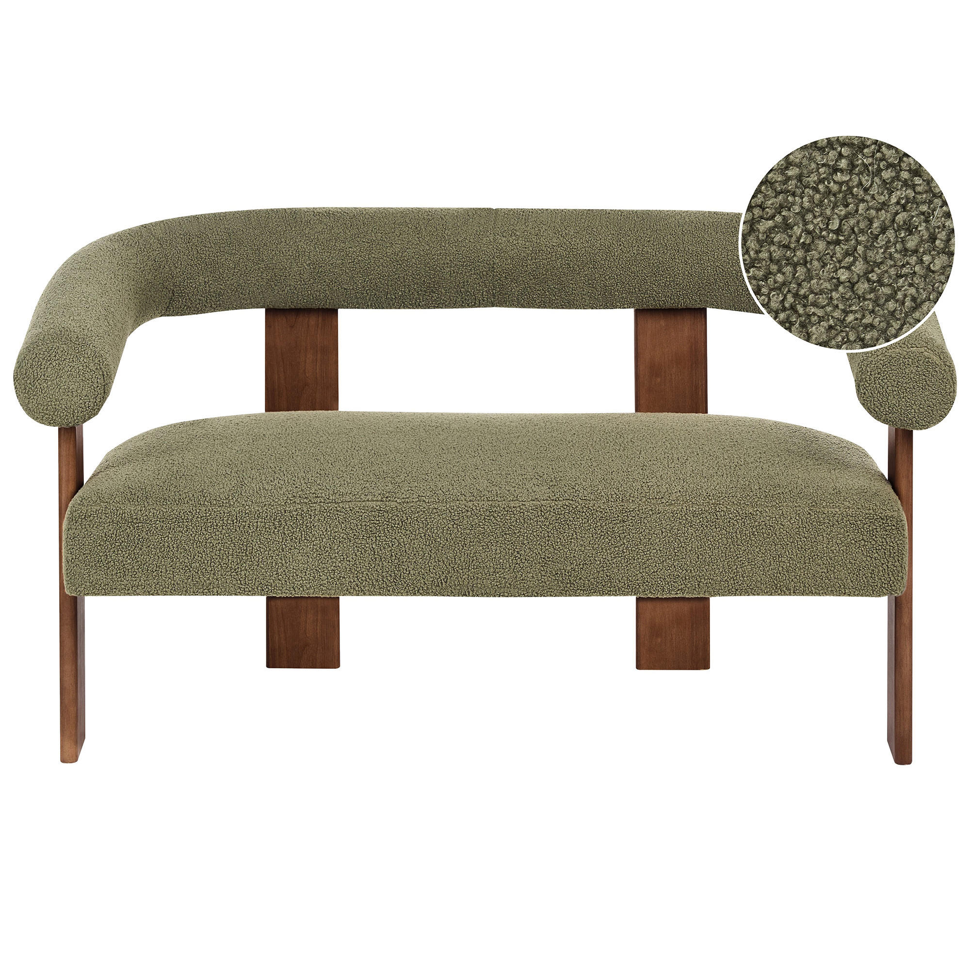 2-SITZER-SOFA Bouclé Grün/Dunkelbraun Ilbro - Braun/Grün, Textil (138/76/68cm) - Beliani