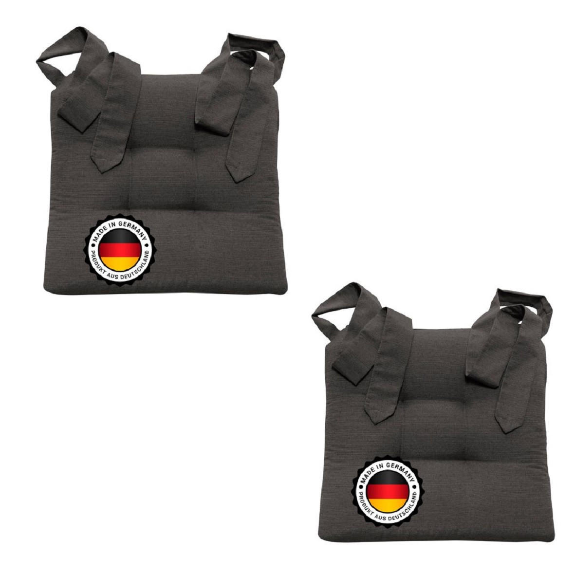 STUHLKISSEN mit Schleifenband 2er Set anthrazit - Anthrazit, Textil (46/42/7cm) - Bonvionn