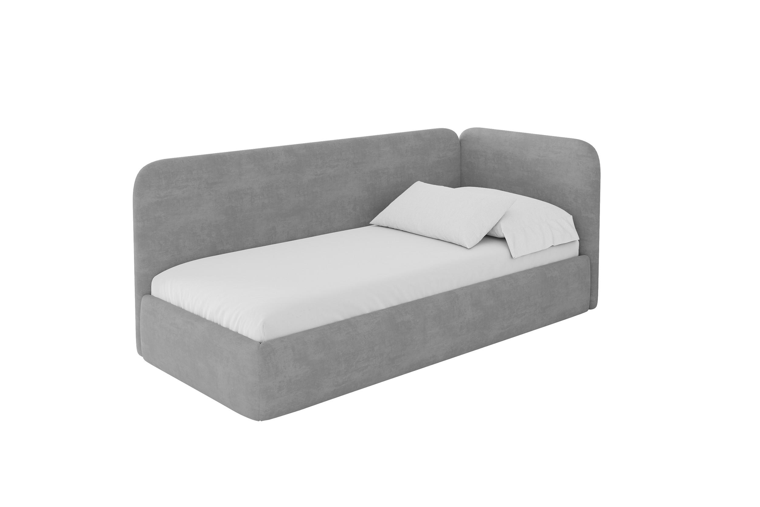 EINZELLBETT Jugendbett mit Bettkasten, Links - ELSY 90x200 Grau - Hellgrau, Holzwerkstoff/Textil (90/200cm) - ALTDECOR